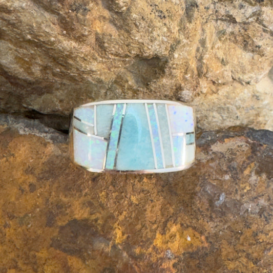 David Rosales Amazing Light Inlaid Sterling Silver Ring