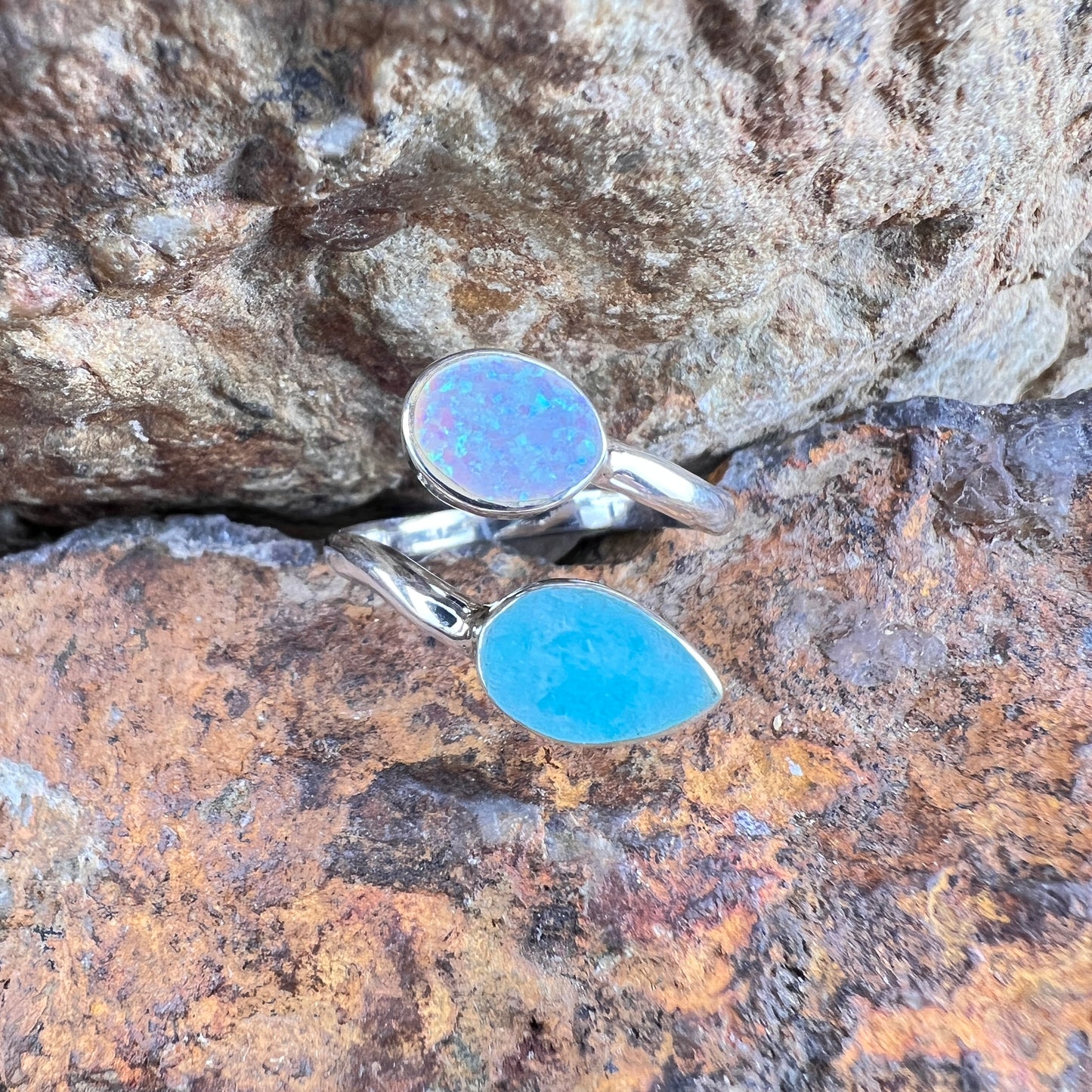 David Rosales Amazing Light Double Stone Sterling Silver Ring
