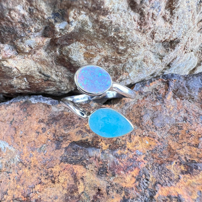 David Rosales Amazing Light Double Stone Sterling Silver Ring
