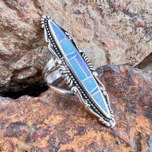 David Rosales Amazing Light Inlaid Sterling Silver Ring