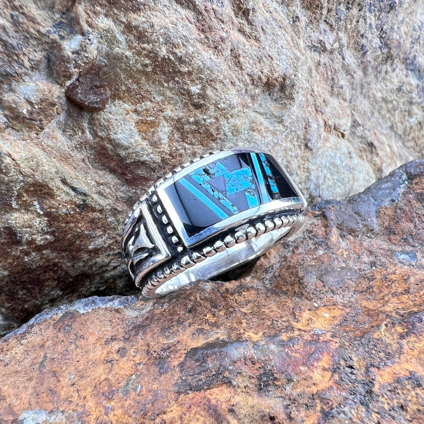 David Rosales Shadow Peak Inlaid Sterling Silver Ring