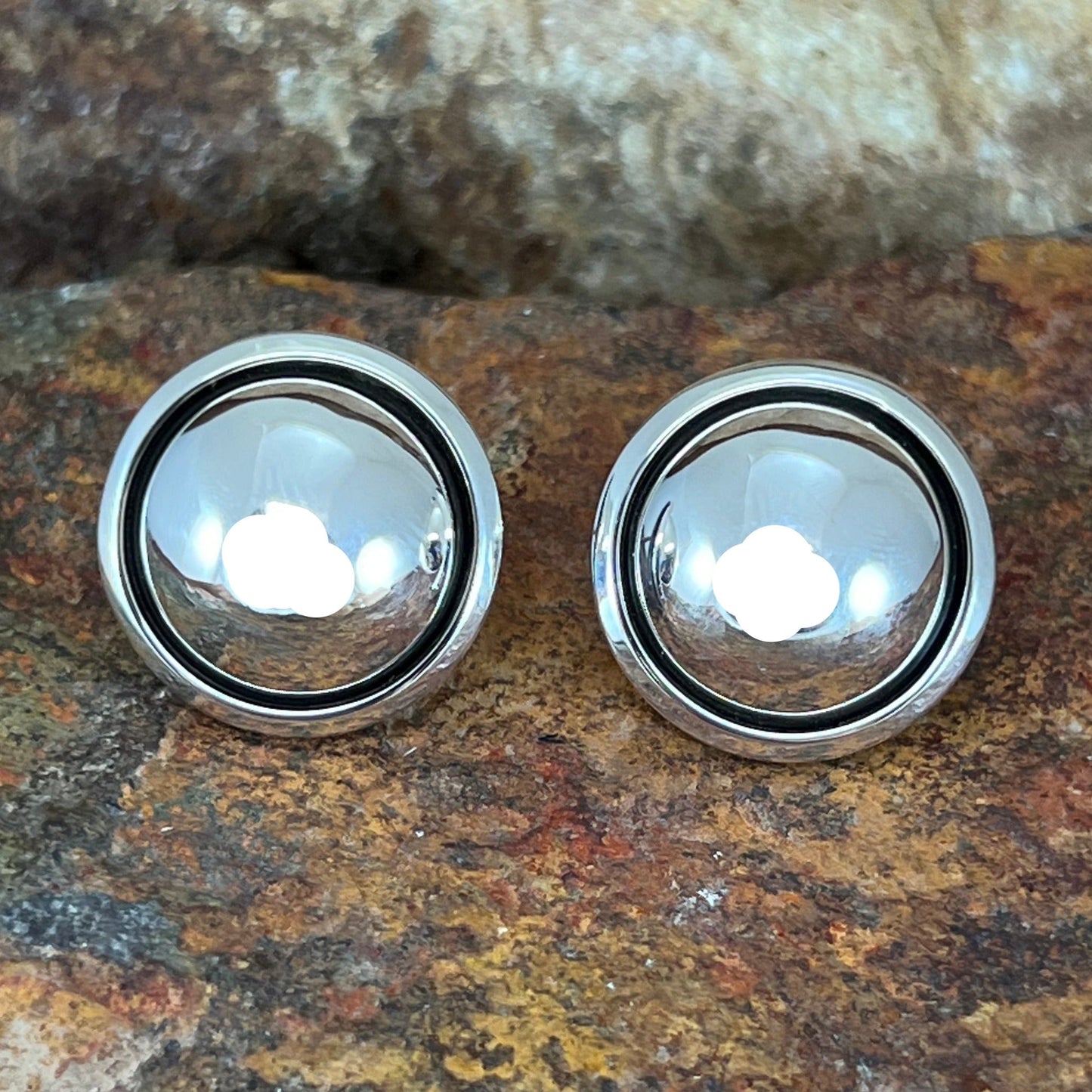 Traditional Sterling Silver Earrings by Artie Yellowhorse