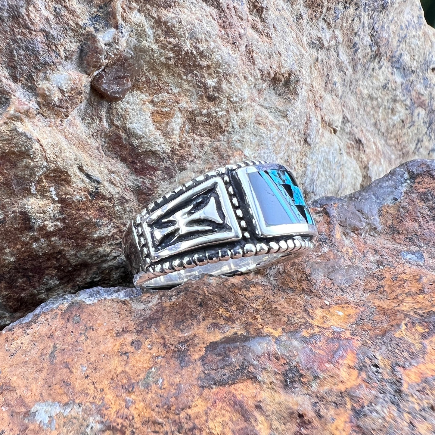 David Rosales Shadow Peak Inlaid Sterling Silver Ring