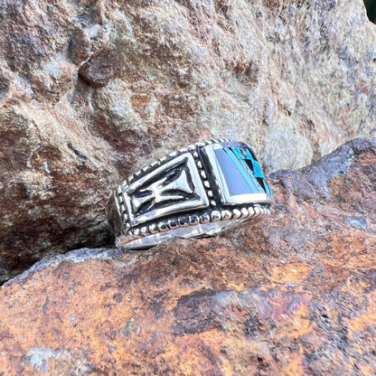 David Rosales Shadow Peak Inlaid Sterling Silver Ring