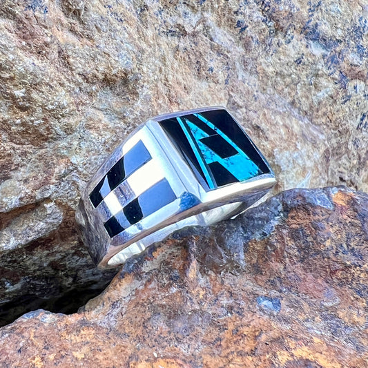 David Rosales Shadow Peak Inlaid Sterling Silver Ring