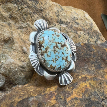 Kingman Turquoise Sterling Silver Adjustable Ring by Mary Tso
