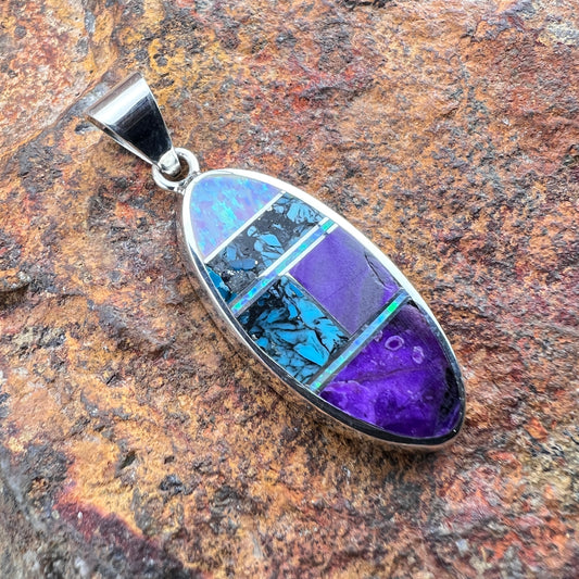 David Rosales Shalako Inlaid Sterling Silver Pendant