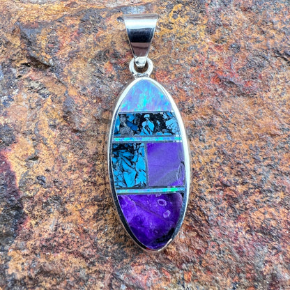 David Rosales Shalako Inlaid Sterling Silver Pendant