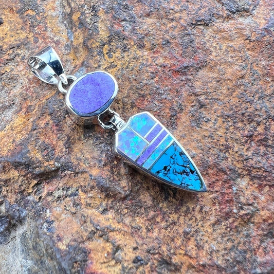 David Rosales Shalako Inlaid Sterling Silver Pendant
