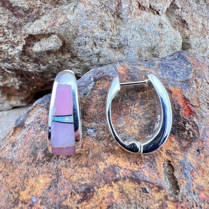 David Rosales Make Me Blush Inlaid Sterling Silver Huggie Earrings