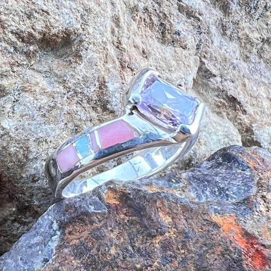 David Rosales Make Me Blush Inlaid Sterling Silver Ring w/ Pink Topaz