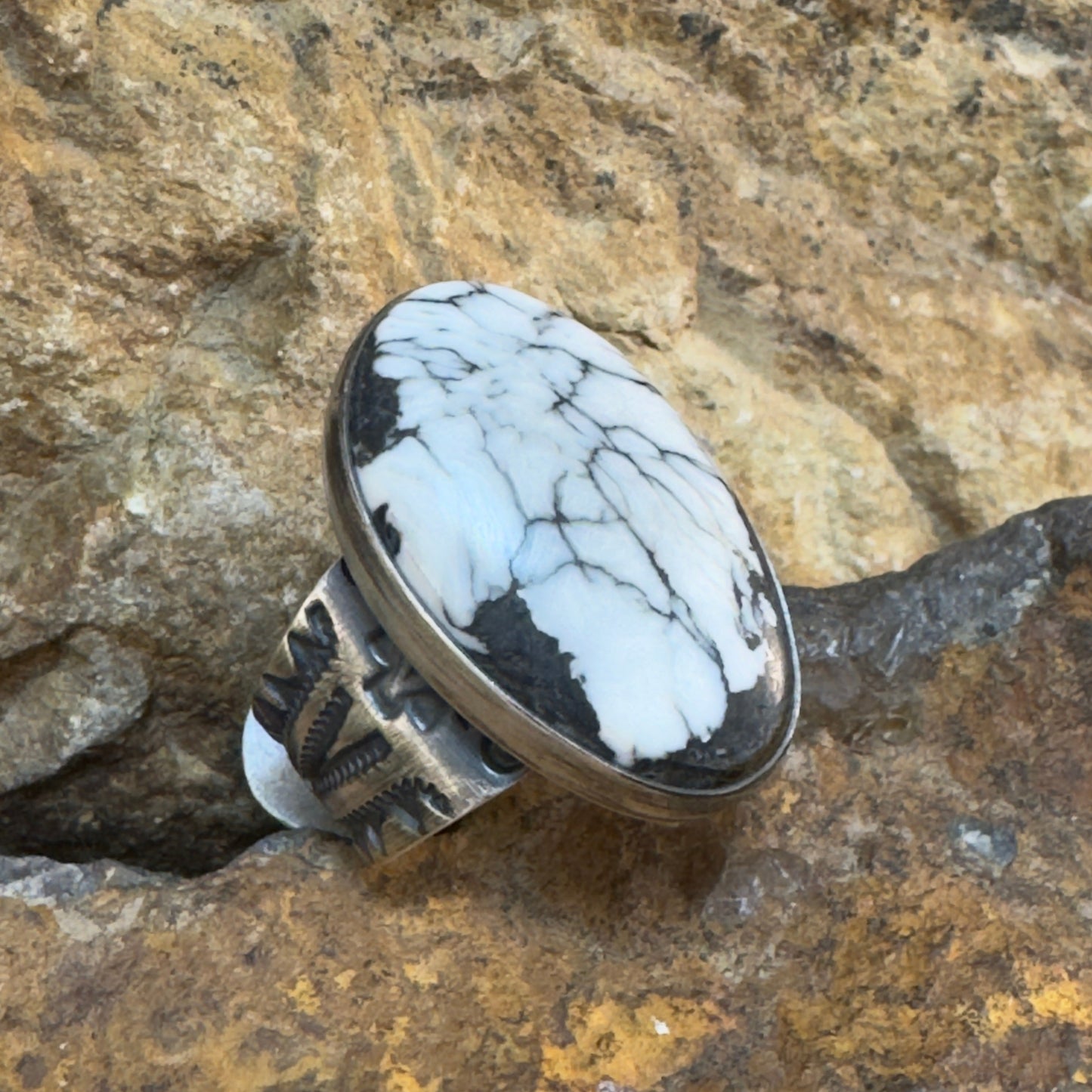 White Buffalo Sterling Silver Ring by Bernyse Chavez