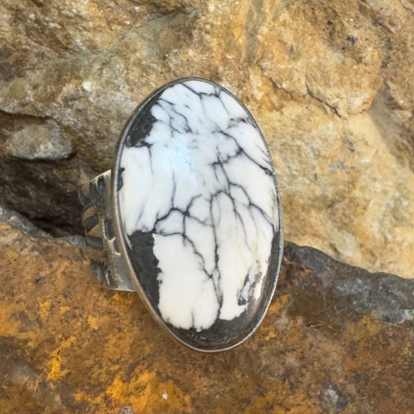 White Buffalo Sterling Silver Ring by Bernyse Chavez