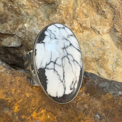 White Buffalo Sterling Silver Ring by Bernyse Chavez