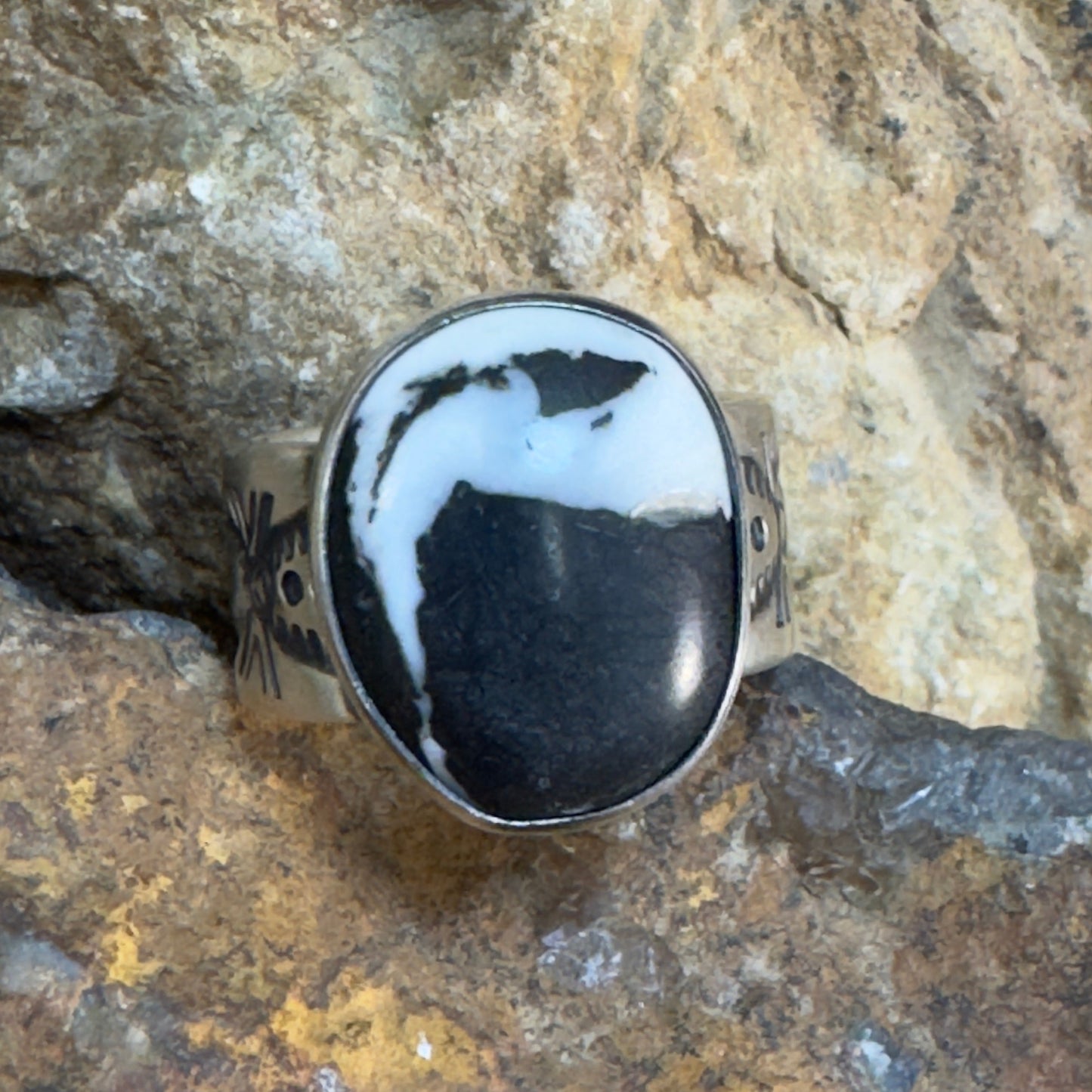 White Buffalo Sterling Silver Ring by Bernyse Chavez