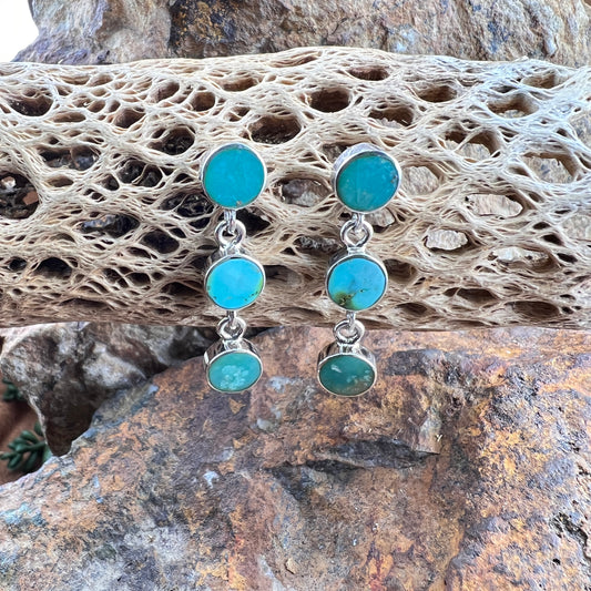 David Rosales Sonoran Gold Triple Drop Sterling Silver Earrings