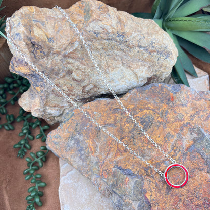 David Rosales Rosarita Inlaid Sterling Silver Open Circle Necklace