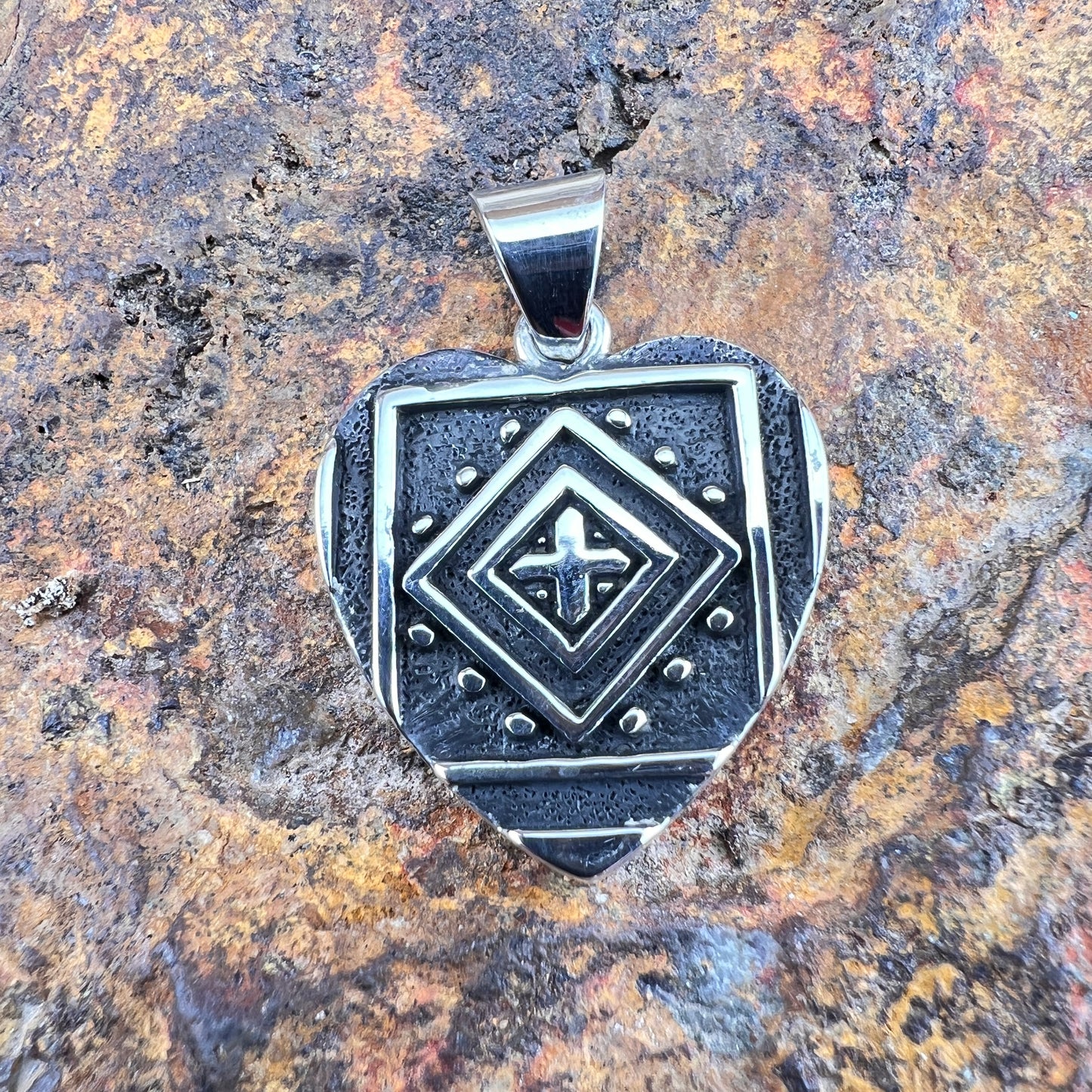 David Rosales Rosarita Inlaid Sterling Silver Heart Pendant