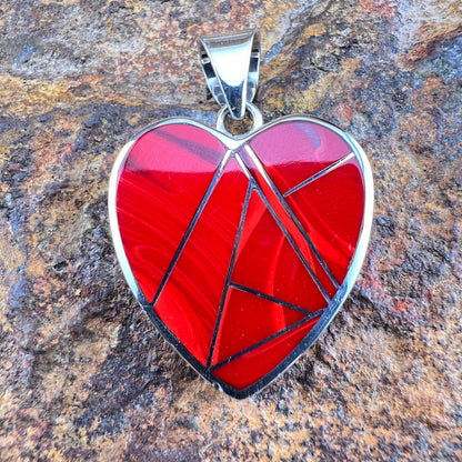 David Rosales Rosarita Inlaid Sterling Silver Heart Pendant