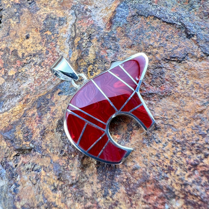 David Rosales Rosarita Inlaid Sterling Silver Pendant Bear