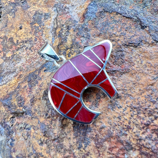 David Rosales Rosarita Inlaid Sterling Silver Pendant Bear