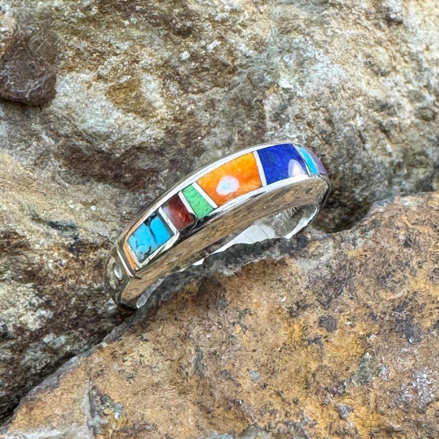 David Rosales Indian Summer Inlaid Sterling Silver Ring