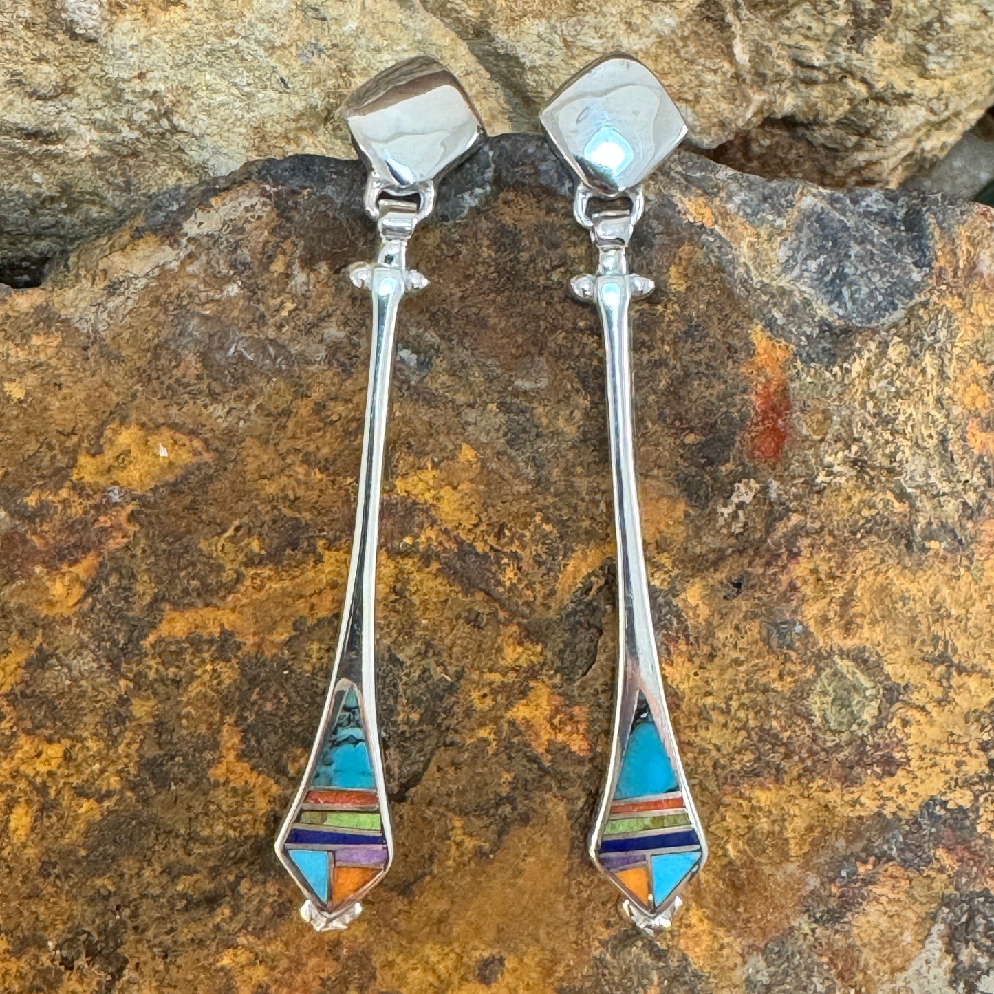 David Rosales Indian Summer Inlaid Sterling Silver Earrings