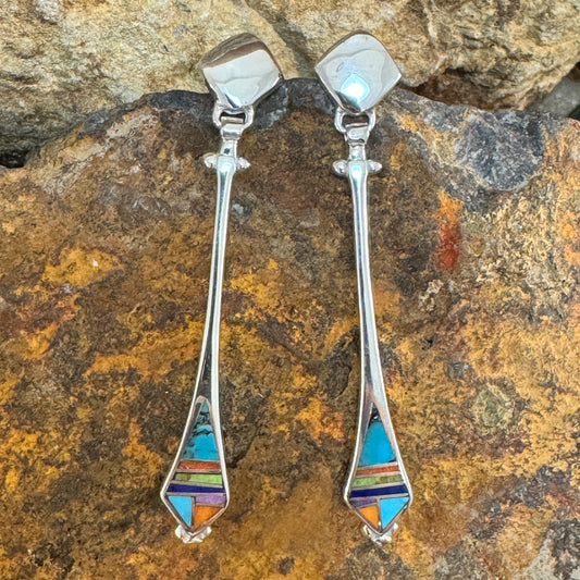 David Rosales Indian Summer Inlaid Sterling Silver Earrings