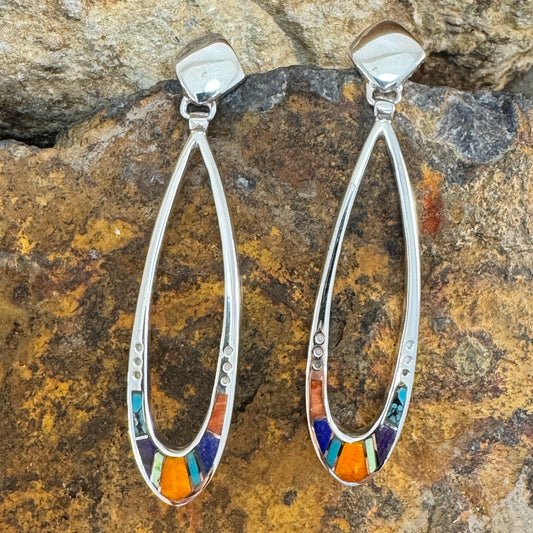 David Rosales Indian Summer Inlaid Sterling Silver Earrings