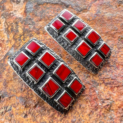David Rosales Rosarita Inlaid Sterling Silver Post Earrings