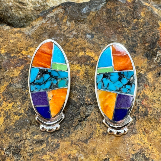 David Rosales Indian Summer Inlaid Sterling Silver Earrings