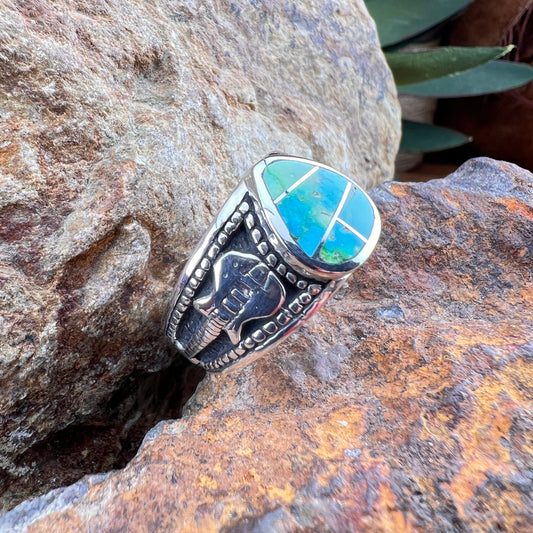 David Rosales Sonoran Gold Inlaid Sterling Silver Guitar Ring