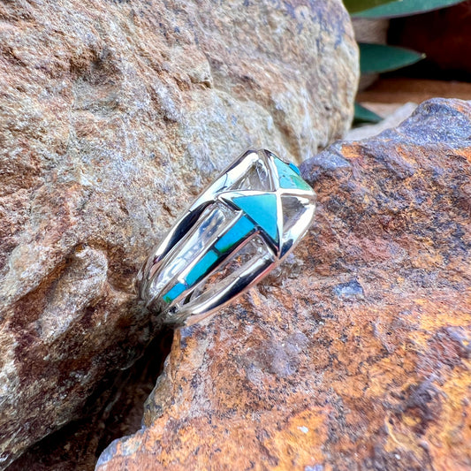 David Rosales Sonoran Gold Inlaid Sterling Silver Ring