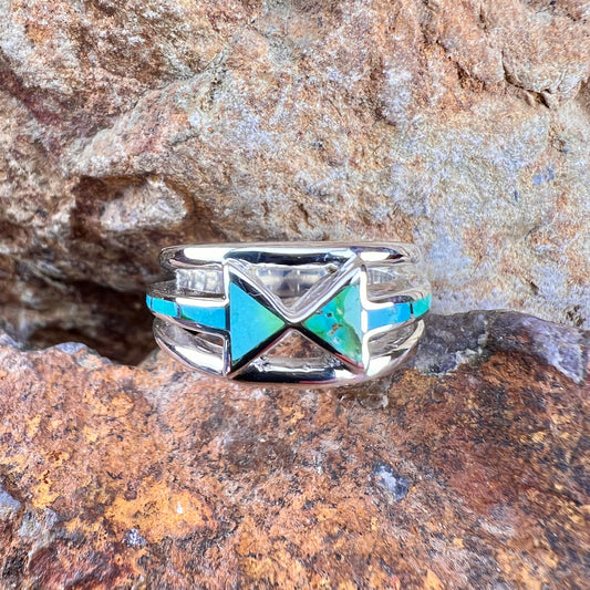 David Rosales Sonoran Gold Inlaid Sterling Silver Ring