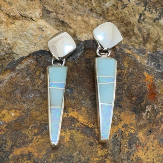 David Rosales Amazing Light Inlaid Sterling Silver Earrings