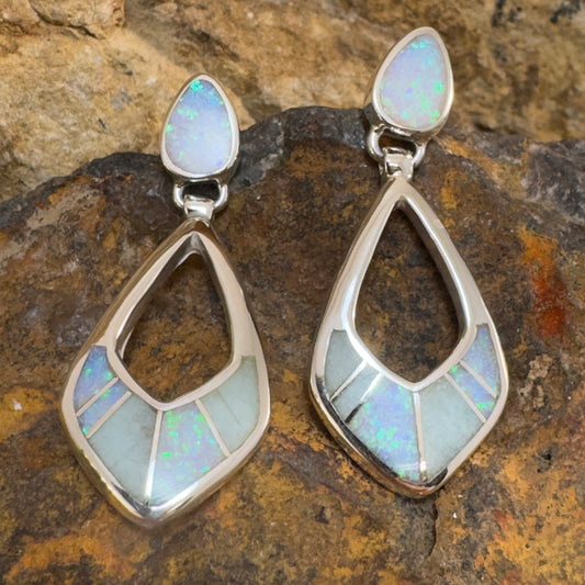 David Rosales Amazing Light Inlaid Sterling Silver Earrings