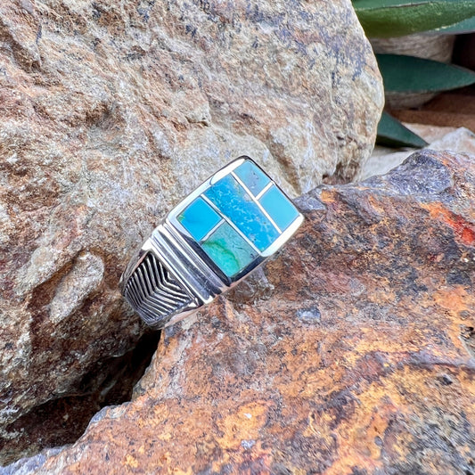 David Rosales Sonoran Gold Inlaid Sterling Silver Ring