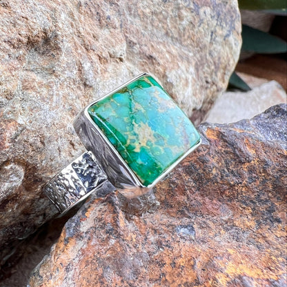 David Rosales Sonoran Gold Square Cabochon Sterling Silver Ring