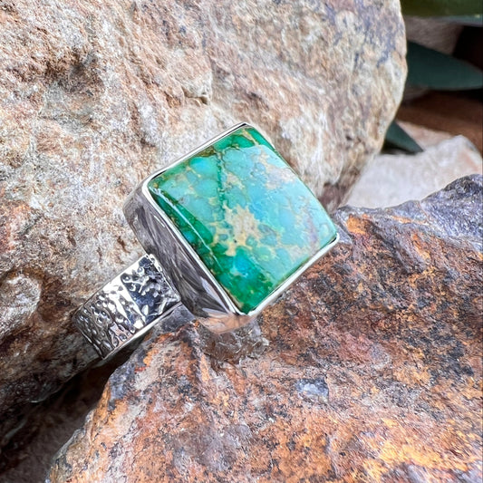 David Rosales Sonoran Gold Square Cabochon Sterling Silver Ring