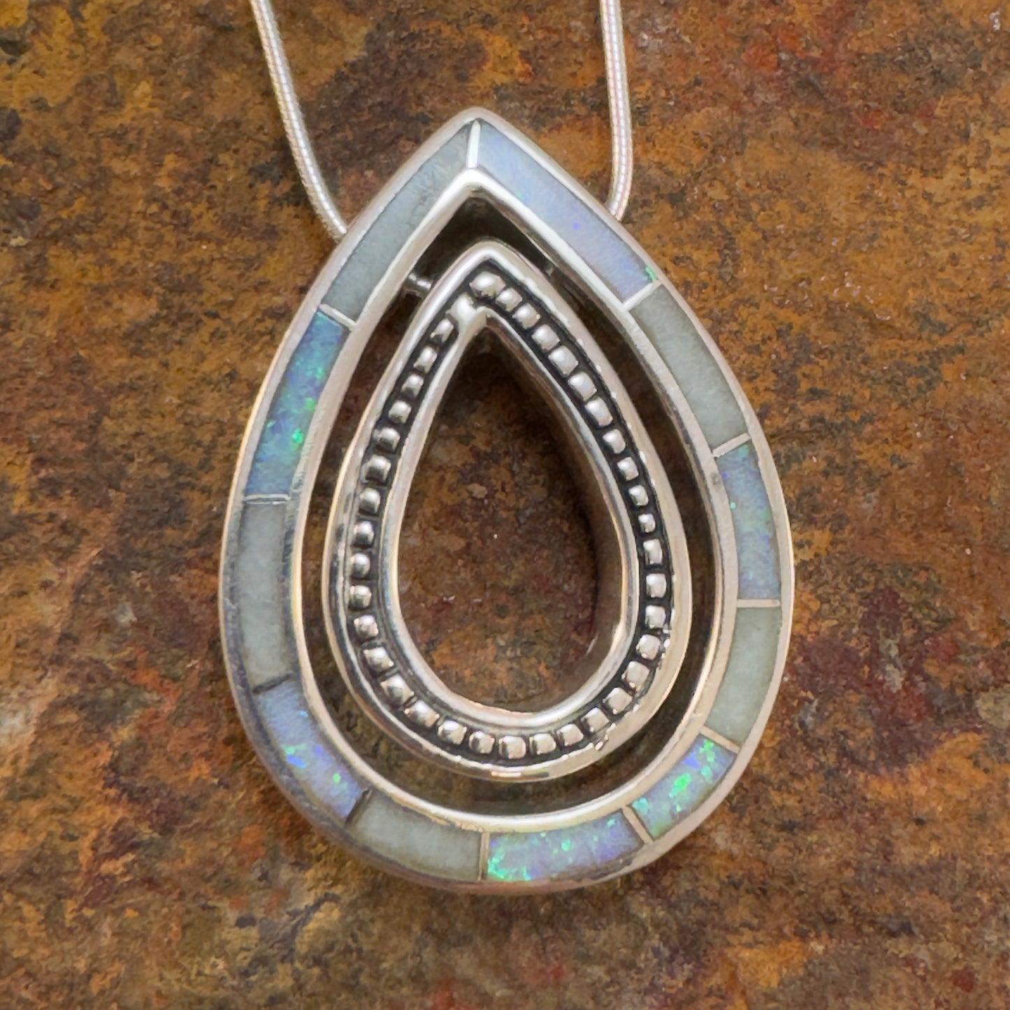 David Rosales Amazing Light Inlaid Sterling Silver Necklace