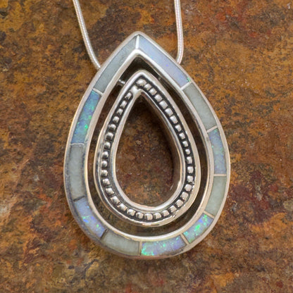 David Rosales Amazing Light Inlaid Sterling Silver Necklace