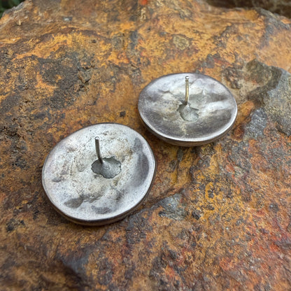 Vintage - Pink Mother of Pearl Inlay Post Earrings - Estate