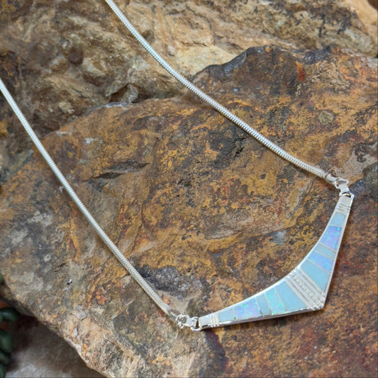 David Rosales Amazing Light Inlaid Sterling Silver Necklace