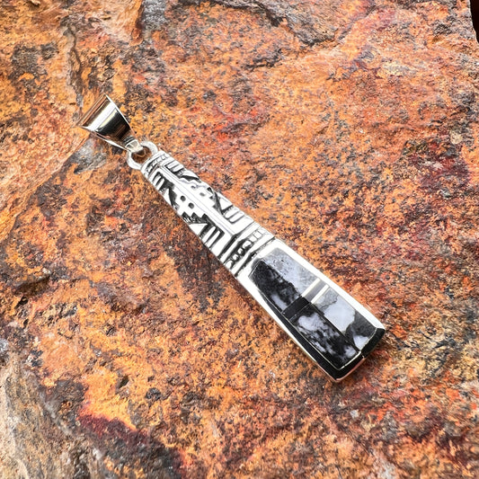 David Rosales White Buffalo Inlaid Sterling Silver Pendant