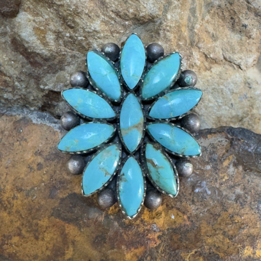 Vintage Navajo Turquoise Cluster Ring (Petal Style) - Estate