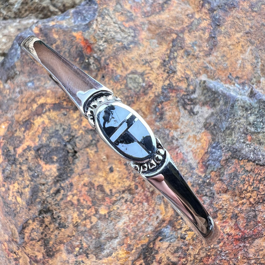 David Rosales White Buffalo Inlaid Sterling Silver Cuff Bracelet