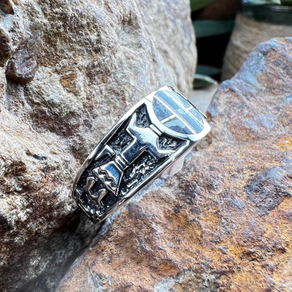 David Rosales White Buffalo Inlaid Sterling Silver Kachina Ring