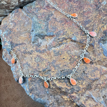 David Rosales Desert Fire Spiny Oyster Dangle Necklace