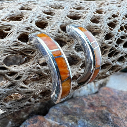 David Rosales Desert Fire Inlaid Sterling Silver Earrings