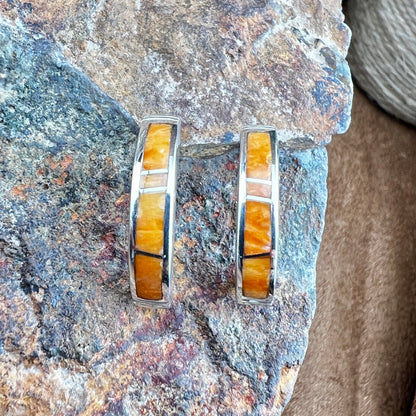 David Rosales Desert Fire Inlaid Sterling Silver Earrings